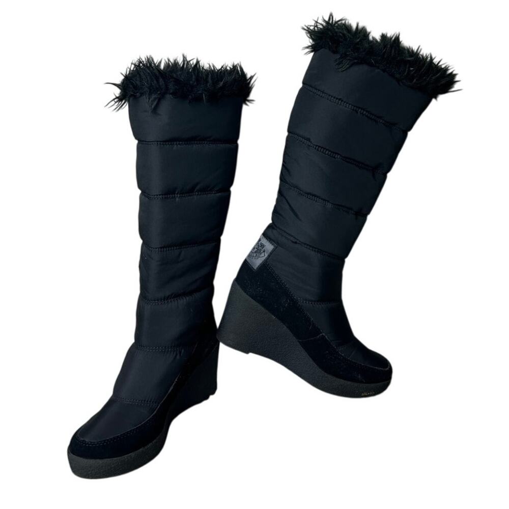 juicy wedge heel faux fur trim snow boots size 7 - Picture 2 of 6